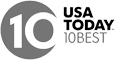 The image shows a logo with the number 10 in a circle and the text "USA TODAY 10BEST" to the right.