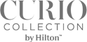 The image shows the logo for Curio Collection by Hilton, a chain of hotels under Hilton Worldwide.